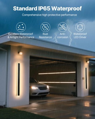 VEVOR Εξωτερικό Φωτιστικό Τοίχου Strip 1000mm - LED, IP65, 3000K, 2...