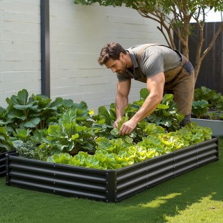 VEVOR Υψωμένο Μεταλλικό Κρεβάτι Κηπουρικής 2.4 x 1.2 x 0.3 μ., Γαλβ...