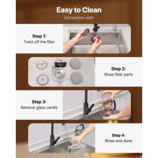 VEVOR Γαλλική Καφετιέρα Πρέσα 1L από Βοριοπυριτικό Γυαλί με Χαλκό φ...