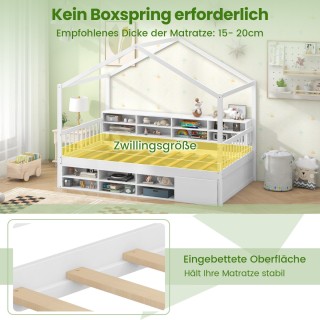 Costway Παιδικό κρεβάτι σπιτάκι 200 x 90 cm με προστατευτικό πτώσης...