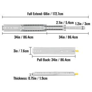 VEVOR Συρόμενοι Οδηγοί Συρταριών 34 με Κλείδωμα, Φορτίο 500lbs, Πλ... VEVOR Συρόμενοι Οδηγοί Συρταριών 34 με Κλείδωμα, Φορτίο 500lbs, Πλ...