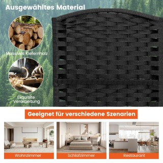 Costway  Παραβάν με Χειροποίητη Υφή & Σκελετό από Μασίφ Ξύλο Διαχωρ...