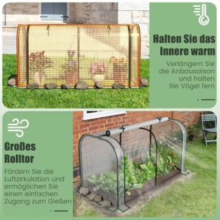 Costway Διπλό Μίνι Θερμοκήπιο με Ρολό Πόρτας Φερμουάρ PE Κάλυμμα γι...