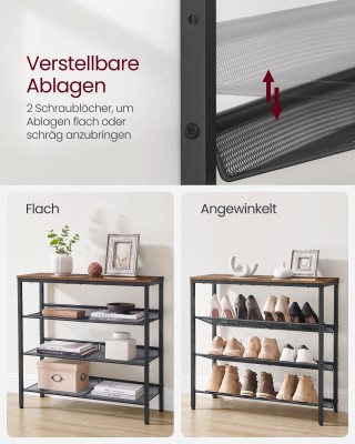 Ράφι Παπουτσιών 4 Επιπέδων 30 x 75 x 73cm Ρουστίκ Καφέ/Μαύρο LBS040... Ράφι Παπουτσιών 4 Επιπέδων 30 x 75 x 73cm Ρουστίκ Καφέ/Μαύρο LBS040...