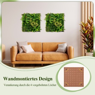 Costway  Σετ 2 Τεμαχίων Κρεμαστών 3D Τεχνητών Φυτών Τοίχου από Πλαί...