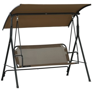 Outsunny Κούνια Κήπου 3 Θέσεων με Ρυθμιζόμενο Κάλυμμα, από Ατσάλι κ...