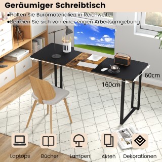 Costway Γραφείο με Μεταλλικό Σκελετό 160 x 60 cm Καφέ JV12584BK Costway Γραφείο με Μεταλλικό Σκελετό 160 x 60 cm Καφέ JV12584BK