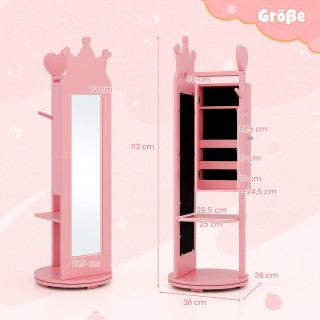 Costway Παιδική Ντουλάπα Κοσμημάτων με Περιστρεφόμενο Καθρέφτη 360°...