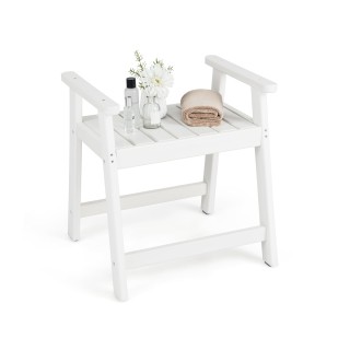 Costway Λευκό Spa Κάθισμα Ντους με Μπράτσα - Αδιάβροχο Μπάνιο Πάγκο...