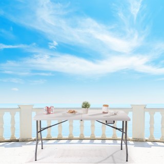 Costway Πτυσσόμενο Τραπέζι Κήπου 153 cm x 74 cm x 74 cm Λευκό NP11431 Costway Πτυσσόμενο Τραπέζι Κήπου 153 cm x 74 cm x 74 cm Λευκό NP11431