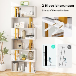 Costway Μοντέρνα Βιβλιοθήκη με Χρυσό Πλαίσιο και Σχήμα S για Κομψή ...