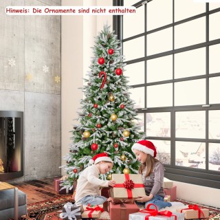 Costway 225 εκ. φωτιζόμενο χριστουγεννιάτικο δέντρο, χιονισμένο εορ...