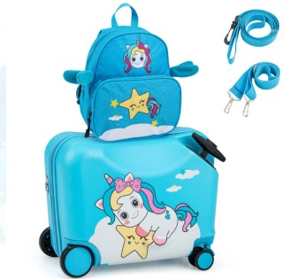 Παιδικό Σετ Βαλίτσα και Σακίδιο με Ροδάκια 47 x 26,5 x 78,5 cm Μπλε... Παιδικό Σετ Βαλίτσα και Σακίδιο με Ροδάκια 47 x 26,5 x 78,5 cm Μπλε...