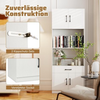 Costway  Μπουφές Κουζίνας 65 x 38 x 168 εκ με Φόρτιση USB & Τύπου C...