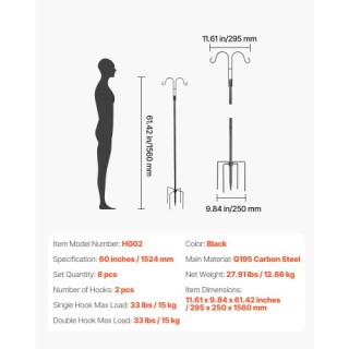 VEVOR Διπλός Γάντζος Πουλιών 8 Τεμάχια 1560mm Βαρέως Τύπου WNGJSMYR... VEVOR Διπλός Γάντζος Πουλιών 8 Τεμάχια 1560mm Βαρέως Τύπου WNGJSMYR...