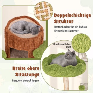 Costway Πύργος Γάτας με Πολλαπλά Επίπεδα, Σπιτάκι Δύο Ορόφων και Στ...