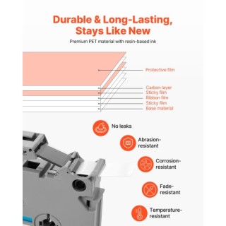 VEVOR Σετ Ετικετών (6 Τεμάχια) 12mm Πολύχρωμη Ανταλλακτική Ταινία L...