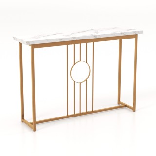 Costway Κομψό Κονσόλα Τραπέζι με Μαρμάρινη Όψη και Χρυσά Μεταλλικά ...