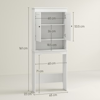 HOMCOM Λευκό Ξύλινο Έπιπλο Μπάνιου με 3 Κλειστά Ράφια & Ανοιχτό Ράφ...