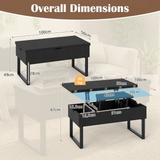Costway Πολυλειτουργικό Τραπεζάκι Σαλονιού σε Μαύρο με Ρυθμιζόμενη ...
