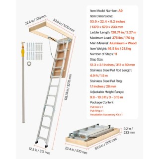 VEVOR Αντιολισθητική & Εργονομική Αλουμινένια Σκάλα Σοφίτας 170KG Z... VEVOR Αντιολισθητική & Εργονομική Αλουμινένια Σκάλα Σοφίτας 170KG Z...