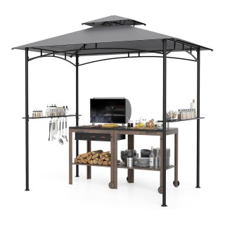 Costway Περίπτερο BBQ με Διπλή Στέγη, 2 Ράφια & 6 Γάντζους 242x150 ... Costway Περίπτερο BBQ με Διπλή Στέγη, 2 Ράφια & 6 Γάντζους 242x150 ...