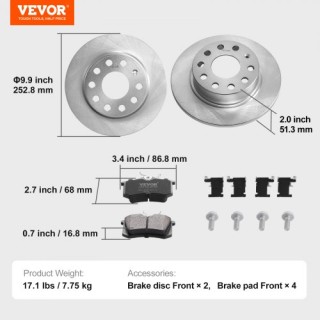 Σετ Πίσω Φρένων VEVOR για Audi A3(8P) QCCCPTZAUDIAAMA19V0 Σετ Πίσω Φρένων VEVOR για Audi A3(8P) QCCCPTZAUDIAAMA19V0
