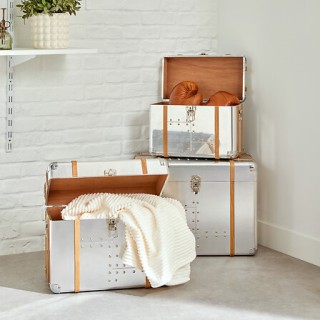 Atmosphera Σετ 3 Διακοσμητικές Κασετίνες Sky από Αλουμίνιο 211514