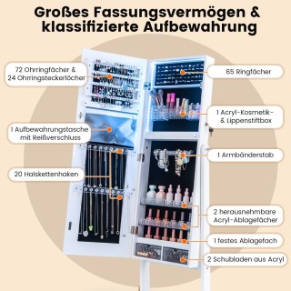 Costway Ελεύθερη Κοσμηματοθήκη με Καθρέφτη και LED Φωτισμό - Ιδανι... Costway Ελεύθερη Κοσμηματοθήκη με Καθρέφτη και LED Φωτισμό - Ιδανι...