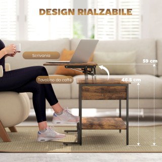 Τραπεζάκι Βιομηχανικού Στυλ Ανοιγώμενο με Κρυφό Χώρο και Κάτω Ράφι ...