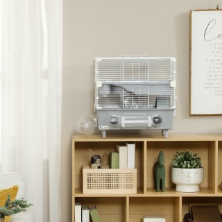 PawHut Διώροφη Γκρι-Λευκή Κλουβί Χάμστερ 44.5x28x44 εκ. D51-482V00GY PawHut Διώροφη Γκρι-Λευκή Κλουβί Χάμστερ 44.5x28x44 εκ. D51-482V00GY