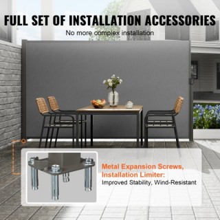 VEVOR Αναδιπλούμενη Πλευρική Τέντα 160x300cm, Γκρι  KSSCP160X300IWJ...
