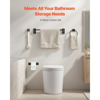 VEVOR Σετ Μπάνιου 4 Τεμαχίων - Αξεσουάρ από Ανοξείδωτο Ατσάλι Μαύρο...