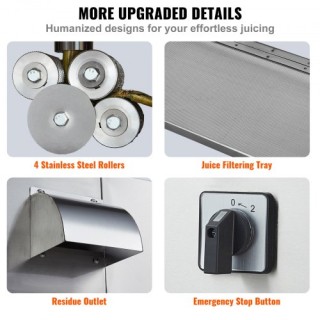 Ηλεκτρικός Αποχυμωτής Ζαχαροκάλαμου VEVOR 800W 4 Κύλινδροι DDSYGZZ... Ηλεκτρικός Αποχυμωτής Ζαχαροκάλαμου VEVOR 800W 4 Κύλινδροι DDSYGZZ...