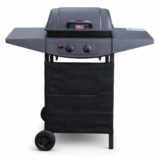 BAKAJI Μπάρμπεκιου Υγραερίου 2 Εστιών με Πλαϊνά Ράφια και Ρόδες 5kW...