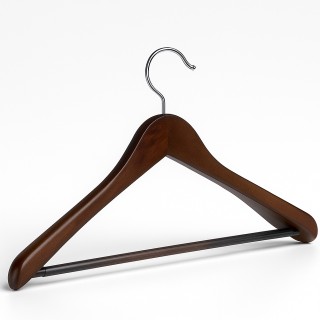 BAKAJI Σετ 12 Ξύλινες Κρεμάστρες με Μπάρα Παντελονιών για Οργάνωση ...