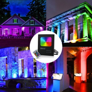 BAKAJI Φωτιστικό Faro LED RGB 30W Εξωτερικού Χώρου Slim IP65 με Τηλ...