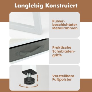 Costway Γραφείο Υπολογιστή Λευκό με Ενσωματωμένες Πρίζες και Σετ Μα...