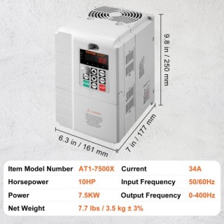 VEVOR Ευέλικτος Ρυθμιστής Ταχύτητας 3-Φάσεων 7.5KW 10HP BPDSQ10HP00...