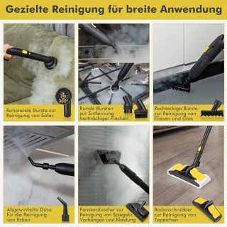 Ατμοκαθαριστής με Ρόδες, Χωρητικότητα Νερού 1,8L & 13 Αξεσουάρ 2000... Ατμοκαθαριστής με Ρόδες, Χωρητικότητα Νερού 1,8L & 13 Αξεσουάρ 2000...