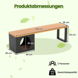 Costway Παγκάκι Κήπου με Γατόσπιτο 150 x 38 x 44 cm από Ανθεκτικό ... Costway Παγκάκι Κήπου με Γατόσπιτο 150 x 38 x 44 cm από Ανθεκτικό ...