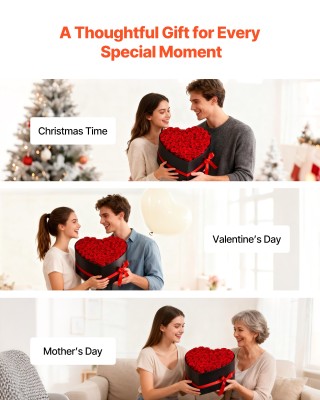 VEVOR Αιώνια Τριαντάφυλλα Καρδιάς 50 τμχ Δώρο Γενεθλίων, Επέτειος, ...