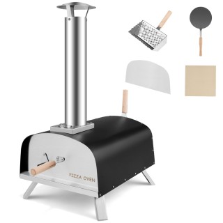 Costway Φορητός Υπαίθριος Φούρνος Πίτσας Ξυλόφουρνος Ασημί + Μαύρο ...