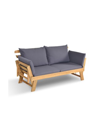 Costway Ξύλινος Διθέσιος Καναπές Κρεβάτι Εξωτερικού Χώρου με Μαξιλά...