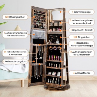 Costway Πολυλειτουργική Ντουλάπα Κοσμημάτων με Καθρέφτη Σώματος κα... Costway Πολυλειτουργική Ντουλάπα Κοσμημάτων με Καθρέφτη Σώματος κα...