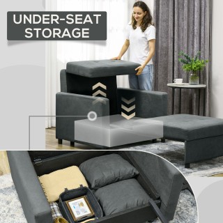 HOMCOM Πολυθρόνα-Κρεβάτι σε Υφασμάτινη Αίσθηση Βελούδου Γκρι, 100x9...