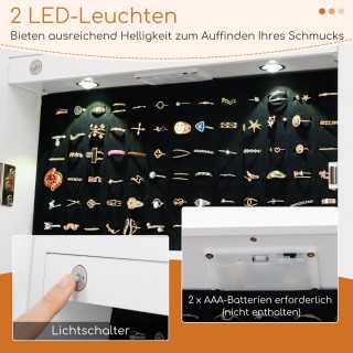 Costway Λευκή Ντουλάπα με LED Φωτισμό και Κλείδωμα για Κοσμήματα με... Costway Λευκή Ντουλάπα με LED Φωτισμό και Κλείδωμα για Κοσμήματα με...