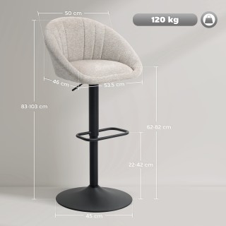 HOMCOM Σετ 2 Σκαμπό Μπαρ με Ρυθμιζόμενο Ύψος, Περιστρεφόμενο Κάθισμ...