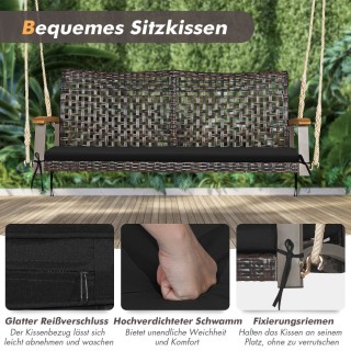 Costway Διθέσια Κρεμαστή Κούνια Βεράντας από Ρατάν με Άνετο Μαξιλά... Costway Διθέσια Κρεμαστή Κούνια Βεράντας από Ρατάν με Άνετο Μαξιλά...