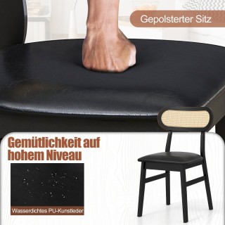 Costway  Σετ 2 Ξύλινες Καρέκλες Τραπεζαρίας με Επένδυση PU Δέρματος...